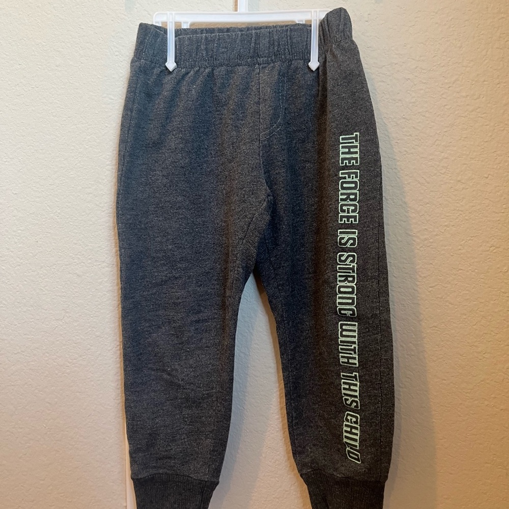 Kids Gray Sweatpants with Green Text Star Wars